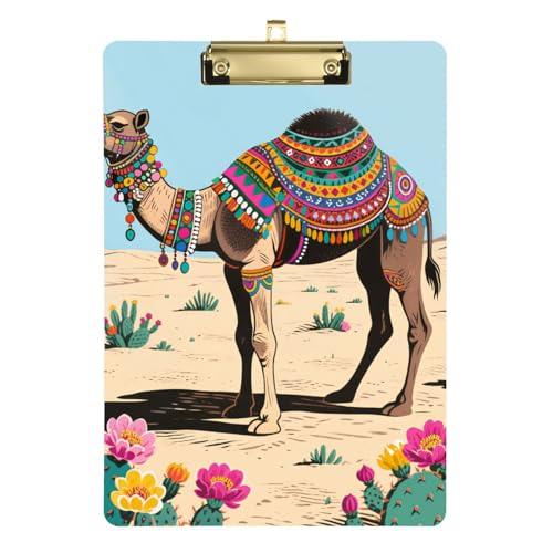 Vintage Boho Kamel Kaktus Blumen Sozialarbeiter Klemmbrett Hartbrett für Klassenzimmer Zubehör für Lehrer Elementary Tabla para escribir con Clip Größe 9 x 12 von Amooorous