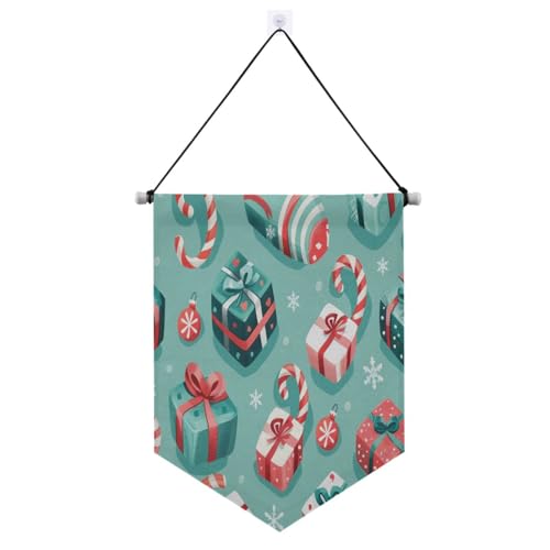 Weihnachts-Wandbehang Banner mit Teleskopstange, Wimpel, Banner, Flaggen, hängende Dekorationen für Tür, Wände, Fenster, Gärten, Hof, Banderitas, Para Fiestas von Amooorous