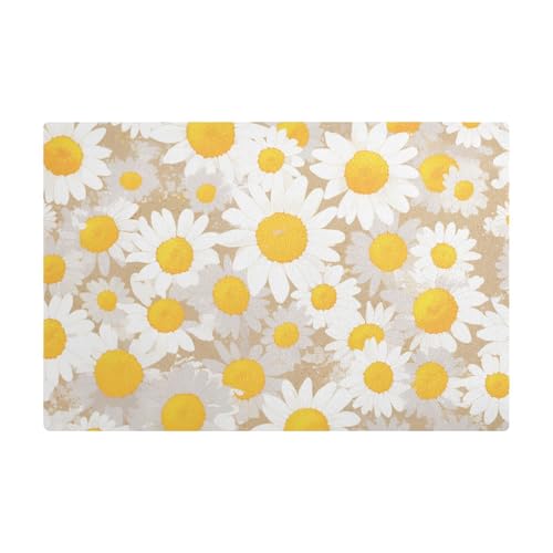 Weiße romantische Gänseblümchen-Kaffeematte, Leder, schnell absorbierende Matten für Kaffeemaschine für die Küche Weiße romantische Gänseblümchen-Kaffeematte, Leder, schnell absorbierende Matten für Kaffeemaschine für die Küche von Amooorous