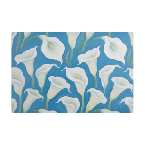 Weiße und blaue Calla-Lilien-Kaffeematten für Küchentheke, Leder, saugfähige Kaffeemaschine, Matte für Arbeitsplatte für Küche Weiße und blaue Calla-Lilien-Kaffeematten für Küchentheke, Leder, saugfähige Kaffeemaschine, Matte für Arbeitsplatte für Küche von Amooorous
