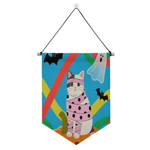 Weißes Halloween-Banner mit Teleskopstange, Türbanner zum Aufhängen, Dekorationen für Tür, Wände, Fenster, Gärten, Hof, Banderitas, Para Fiestas von Amooorous