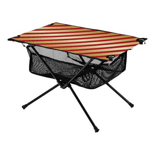 Zusammenklappbarer kurzer Tisch, rot und goldfarben, Weihnachtsstreifen, zusammenklappbar, Camping, Grilltisch mit Tragetasche für Picknick, Camping, Reisen Zusammenklappbarer kurzer Tisch, rot und goldfarben, Weihnachtsstreifen, zusammenklappbar, Camping, Grilltisch mit Tragetasche für Picknick, Camping, Reisen von Amooorous
