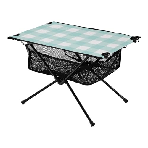 Zusammenklappbarer kurzer Tisch Buffalo Plaid Schottenkaro Schottland Blau Muster Kompakter erweiterbarer Grilltisch mit Tragetasche für Wandern Picknick Urlaub von Amooorous