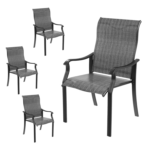Amopatio 4er Set Hochlehner Gartenstühle Metall, Stühle Wetterfest, Stuhl mit Armlehne, Balkonstuhl, Terrassenstühle, Gartensessel für Garten, Terrasse, Balkon, Grau Amopatio 4er Set Hochlehner Gartenstühle Metall, Stühle Wetterfest, Stuhl mit Armlehne, Balkonstuhl, Terrassenstühle, Gartensessel für Garten, Terrasse, Balkon, Grau von Amopatio