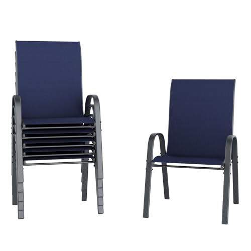 Amopatio 6er Set Gartenstühle Stapelbar, Hochlehner Stapelstühle aus Textilene und Metallgestell, Terrassenstühle Balkonstuhl mit Armlehnen Wetterfest, 60 x 72 x 96 cm, Blau Amopatio 6er Set Gartenstühle Stapelbar, Hochlehner Stapelstühle aus Textilene und Metallgestell, Terrassenstühle Balkonstuhl mit Armlehnen Wetterfest, 60 x 72 x 96 cm, Blau von Amopatio