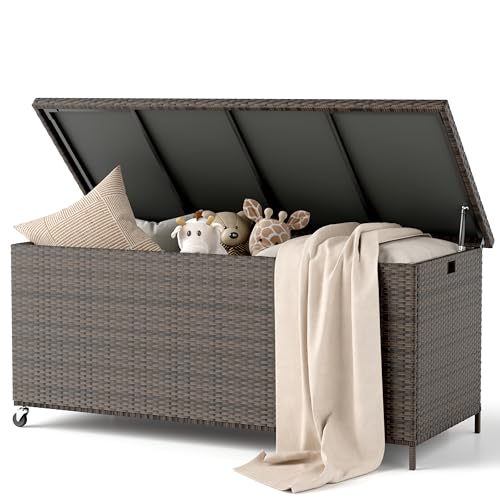 Amopatio Gartenbox Auflagenbox wasserdicht 480 Liter, Kissenbox Outdoor aus Polyrattan, Aufbewahrungsbox Metall mit Rollen & Gasdruckfedern, Gartenkiste wetterfest für Garten, Balkon, Braun Amopatio Gartenbox Auflagenbox wasserdicht 480 Liter, Kissenbox Outdoor aus Polyrattan, Aufbewahrungsbox Metall mit Rollen & Gasdruckfedern, Gartenkiste wetterfest für Garten, Balkon, Braun von Amopatio