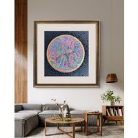Starseed Portal Painting | Visionary Cosmic Stag Divine Masculine Psychedelic Activation Art Original Hand-Painted Gold Round Canvas Starseed Portal Painting | Visionary Cosmic Stag Divine Masculine Psychedelic Activation Art Original Hand-Painted Gold Round Canvas von AmorFineArts