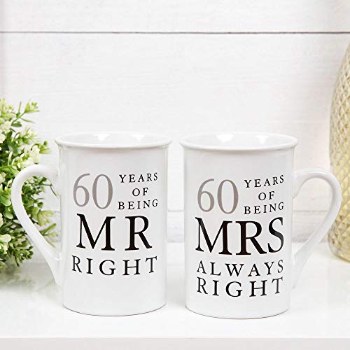 Amore 60 Years of Being Mr Right and Mrs Always Right Porzellantassen – 10. Set von Amore