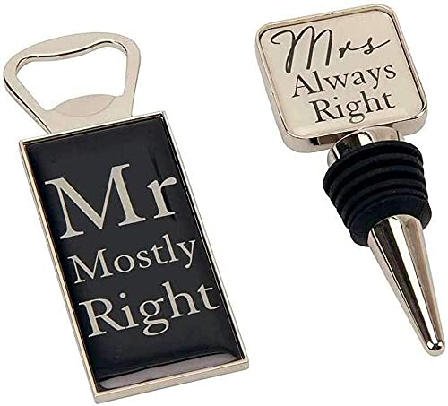 Mr Mostly Right & Mrs Always Right Flaschenöffner & Flaschenverschluss Hochzeit Set in Geschenkbox Mr Mostly Right & Mrs Always Right Flaschenöffner & Flaschenverschluss Hochzeit Set in Geschenkbox von Amore