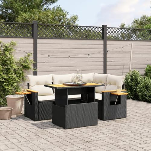 Amorsee Balkon Lounge Klein Verstellbare Tischplatte Balkon Sofa Rattan Gartensofa Gartenlounge Ecklounge Ecksofa Lounge Möbel Outdoor Loungemöbel Balkonsofa Gartenmöbel Balkonmöbel von Amorsee