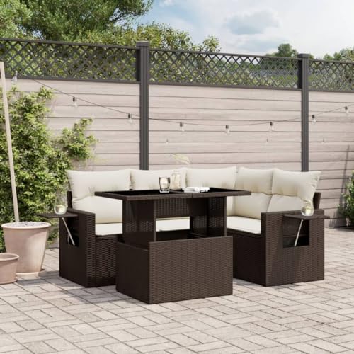 Amorsee Balkon Lounge Klein Verstellbare Tischplatte Balkon Sofa Rattan Gartensofa Gartenlounge Ecklounge Ecksofa Lounge Möbel Outdoor Loungemöbel Balkonsofa Gartenmöbel Balkonmöbel von Amorsee