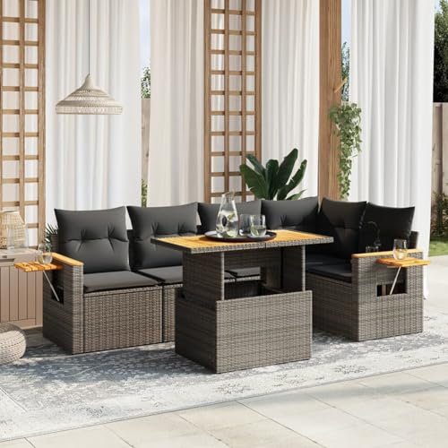 Amorsee Balkon Lounge Klein Verstellbare Tischplatte Balkon Sofa Rattan Gartensofa Gartenlounge Ecklounge Ecksofa Lounge Möbel Outdoor Loungemöbel Balkonsofa Gartenmöbel Balkonmöbel von Amorsee
