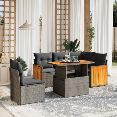Amorsee Balkon Lounge Klein Verstellbare Tischplatte Gartenlounge Lounge Möbel Outdoor Ecklounge Balkon Sofa Rattan Ecksofa Gartensofa Loungemöbel Sitzlounge Gartenmöbel Balkonmöbel von Amorsee