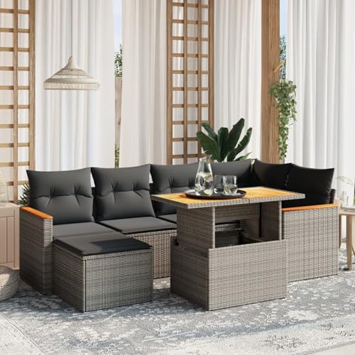Amorsee Balkon Lounge Verstellbare Tischplatte Loungemöbel Balkon Sofa Rattan Gartensofa Gartenlounge Klein Ecklounge Lounge Möbel Outdoor Gartenmöbel Ecksofa Balkonmöbel Balkonsofa von Amorsee