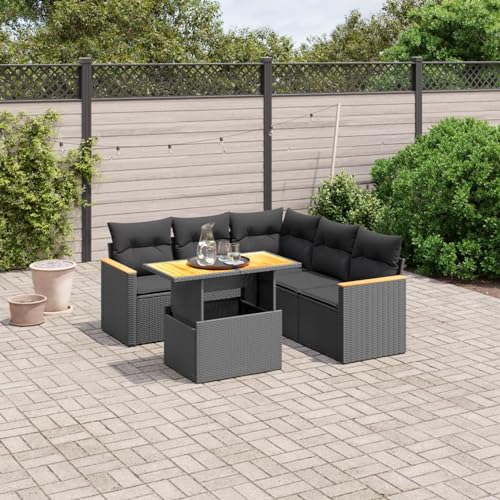 Amorsee Balkon Lounge Verstellbare Tischplatte Loungemöbel Balkon Sofa Rattan Gartensofa Gartenlounge Klein Ecklounge Lounge Möbel Outdoor Gartenmöbel Ecksofa Balkonmöbel Balkonsofa von Amorsee