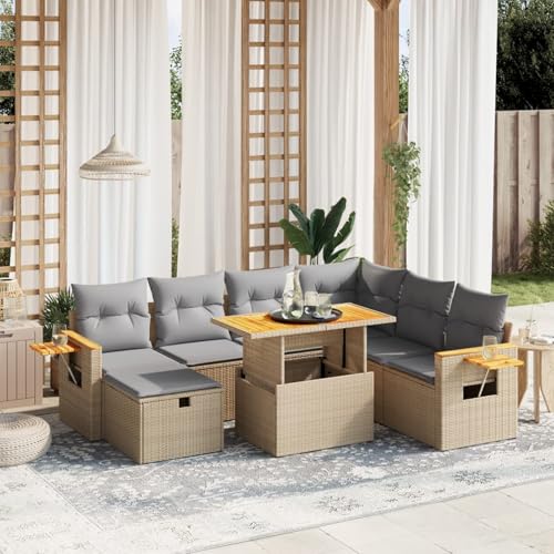 Amorsee Gartenlounge Ecklounge Verstellbare Tischplatte Lounge Möbel Outdoor Sitzgarnitur Loungemöbel Terrasse Rattan Sofa Garten Gartensofa Terrassenmöbel Gartenmöbel Set Ecksofa Gartengarnitur von Amorsee