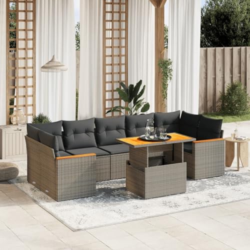 Amorsee Gartenlounge Verstellbare Tischplatte Rattan Lounge Möbel Outdoor Ecklounge Loungemöbel Terrasse Sofa Garten Gartensofa Terrassenmöbel Gartenmöbel Set Ecksofa Gartengarnitur von Amorsee