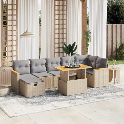 Amorsee Gartenlounge Verstellbare Tischplatte Rattan Lounge Möbel Outdoor Ecklounge Loungemöbel Terrasse Sofa Garten Gartensofa Terrassenmöbel Gartenmöbel Set Ecksofa Gartengarnitur von Amorsee