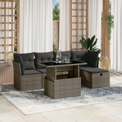 Amorsee Loungemöbel Balkon Lounge Verstellbare Tischplatte Balkon Sofa Rattan Gartensofa Gartenlounge Klein Ecklounge Lounge Möbel Outdoor Gartenmöbel Ecksofa Balkonmöbel Balkonsofa L Form von Amorsee
