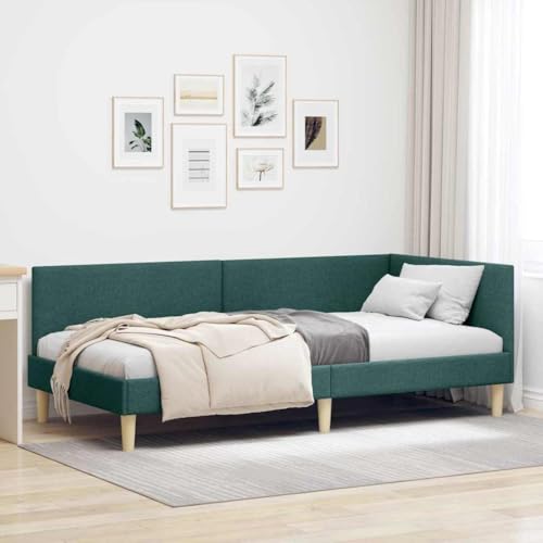 Amorsee Sofabett mit Lattenrosten, Polsterbett 80 x 200 cm, Bettsofa, Einzelbett, Schlafsofa, Gästebett, Tagesbett, Stoff, ohne Matratze, Dunkelgrün von Amorsee