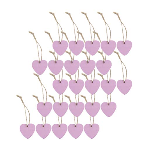 20st Rote Liebesherzscheiben Valentinstag Hängende Tags Hängender Herzanhänger Herz-geschenkanhänger Kernholzscheiben Valentinstag Dekoration Hölzern Violett Leer Herzverzierung von Amosfun