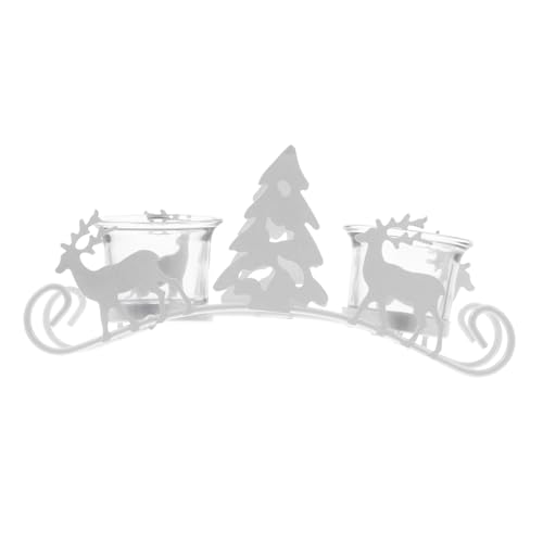 Amosfun 1 PC Weihnachtsbaum Kerzenständer Weiß Dekorative Halter Weihnachten Runder Tisch Weihnachtsbaum Weihnachtsdekor Weihnachtsthema Kerzenhalter Vintage Kerzenbehälter Eisen von Amosfun