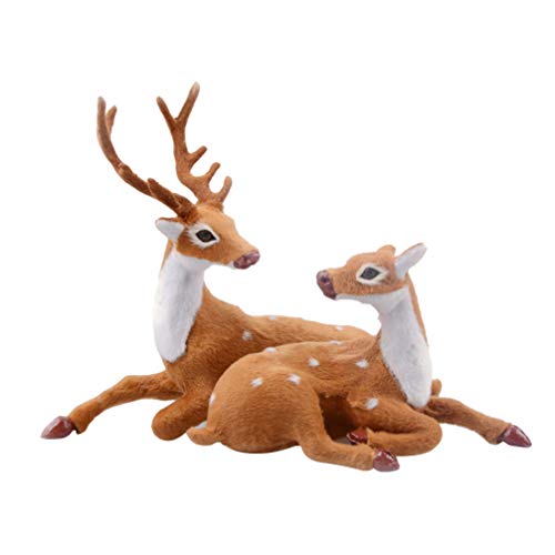 Amosfun 1 Paar Kleine Rentier Figur Elch Hirsch Figur Weihnachten Deko Figuren Miniatur Ornament Auto Dekofigur Tierfigur Weihnachtsfigur Weihnachtsschmuck Tischdeko von Amosfun