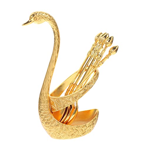Amosfun 1 Satz Teiliges Löffelset mit Schwäne Löffelhalter Goldene Dessertlöffel für Kaffee Eiscreme Obst und Kuchen Kreative und Dekorative Küchenutensilien Amosfun 1 Satz Teiliges Löffelset mit Schwäne Löffelhalter Goldene Dessertlöffel für Kaffee Eiscreme Obst und Kuchen Kreative und Dekorative Küchenutensilien von Amosfun