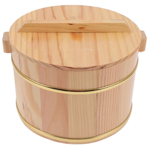 Amosfun 1 Set Holz-Sushi-Reisschüssel Hangiri-Sushi-Oke-Reis-Mischwanne Gedämpftes Reisfass Mit Deckel Oke-Reisfass Lebensmittelbehälter Für Zuhause Küche 8 Cm von Amosfun