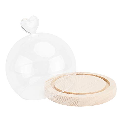 Amosfun 1 Set Tortenständer Glocke Tortenplatte mit Deckel Glas Holz Tortenplatte Tortenglocke Kuchenglocke Käseglocke für Zuhause Picknick Weihnachten Party Tisch Deko (Herz) von Amosfun