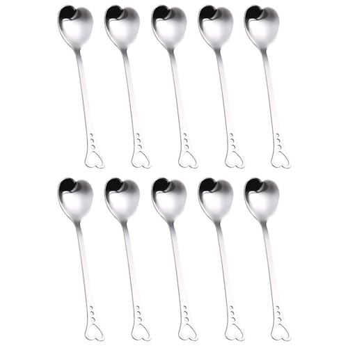 Amosfun 10 Stk Kaffeelöffel ice cream scoop kaffelöffel hochzeitgeldgeschenke hochzeits geldgeschenke geburtstagsgeschenk Mischlöffel trinken Teelöffel Besteck Eislöffel Löffel in Herzform von Amosfun