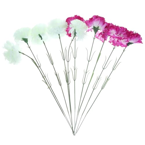 Amosfun 10 Stücke Künstliche Nelke Blumen Einzelne Zweig Dekorative Nelke Pickel Bouquet Machen Pickel für Home Office (5 Weiß + 5 Rose Rot) von Amosfun