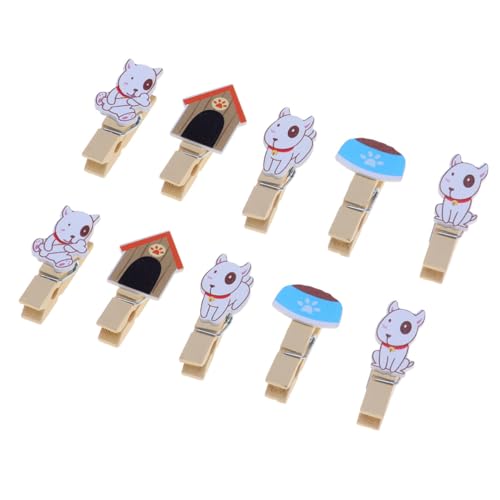 Amosfun 10 Stücke Mini Holzklammern mit Seil Hund Form Holz Wäscheklammern Tier Zierklammern Dekoklammern Deko Klammern Foto Clips für Fotowand Basteln Snacks Tüten von Amosfun