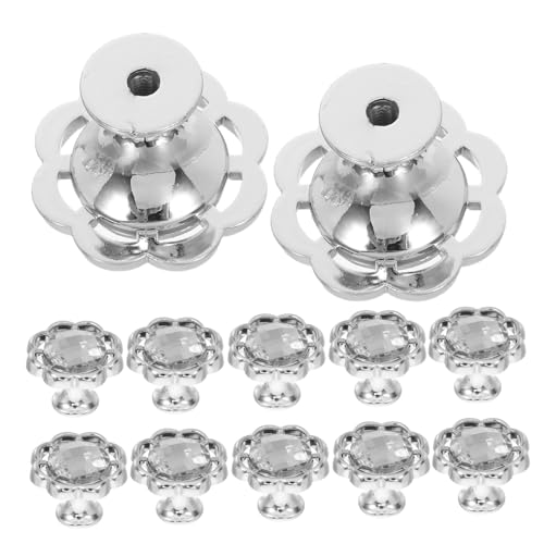 Amosfun 12 Stück Teiliges Kleine Silberfarbene Schrankknöpfe mit Funkelnden Strasssteinen Moderne Blumenform Dekorgriffe für Küche Kleiderschrank und Kommoden Langlebige und Möbelgriffe von Amosfun