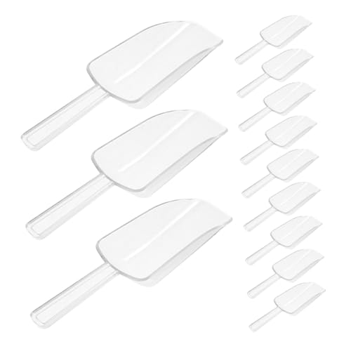 Amosfun 12 Stück Teiliges Transparente Mehrzweck Eis und Zuckerschaufeln aus Kunststoff mit Ergonomischem Griff Leicht und Wiederverwendbar für Buffets Partys und Küchenbedarf von Amosfun