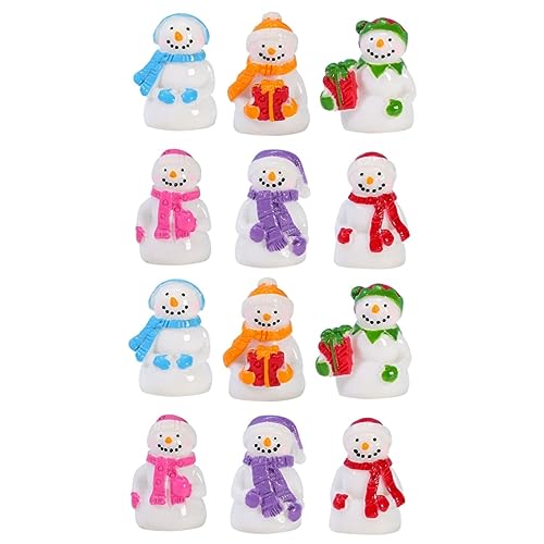 Amosfun 12stücke Miniatur Schneemann Figuren Aus Resin Teiliges Weihnachtsdekor Für Tisch Und Raumgestaltung Robuste Mikro-landschaftsaccessoires Für Festliche Anlässe Und -projekte von Amosfun