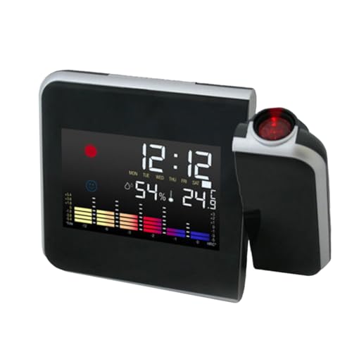 Amosfun Projektionswecker Mit Temperatur Luftfeuchtigkeitsanzeige Led-rücklicht Drehbar Snooze-Funktion Schwarz Für Schlafzimmer Und Büro von Amosfun