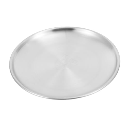 Amosfun 1stk Edelstahlplatte Essiggericht Santa-plätzchen-tablett Speicherplatte Party-obsttablett Keksplatte Serviertabletts Für Speisen Rundes Plätzchentablett Rostfreier Stahl Silver von Amosfun