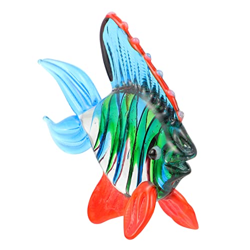 Amosfun 1stk Fischverzierung Aus Glas Gartenfiguren Fisch Party Dekoration Fisch Deko Figur Glas Tier Skulptur Sammlerfiguren Glaskristall Figuren Murloc Büro Hochzeit Mehrfarbiges Glas von Amosfun