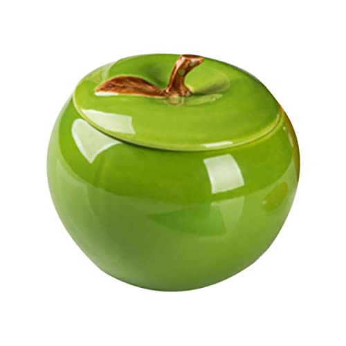 Amosfun 1stk Teedose Fruchtförmige Gläser Für Lebensmittel Verschließendes Porzellangefäß Topper Rundes Glas Mit Deckel Fruchtbonbonglas Obstbehälter Kanister Green Keramik von Amosfun