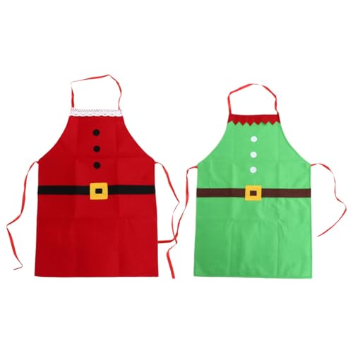 Amosfun 2 Stück Erwachsene Weihnachtsschürzen Santa Claus Und Elfen Schürzen Home Restaurant Kochen Backen Koch Schürzen von Amosfun