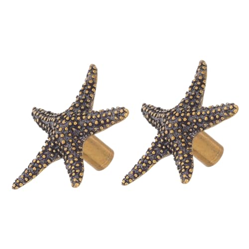 Amosfun 2 Stück Messing Stern Möbelknöpfe Kleine Star-förmige Schubladengriffe für Kinderzimmer Nautische Kommoden Kleiderschrankgriffe im Maritimen Stil von Amosfun