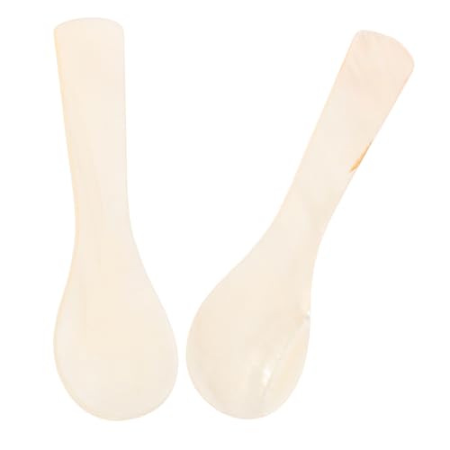 Amosfun 2 Stück Schalenlöffel Kaffee Server Mutter Nachtisch Aufschlag Perle kleine Löffel winzige Löffel Mini-Löffel Dekorative Löffel Kaviar Servierplatte Hülse Weiß von Amosfun