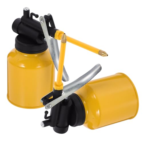 Amosfun 2 Stück Teiliges Ölkanne aus Aluminiumlegierung Hochdruck Pumpölkanne für Schmieröl Langlebig und Auslaufsicher Gelb Geeignet für Maschinenöl und Industrieanwendungen von Amosfun