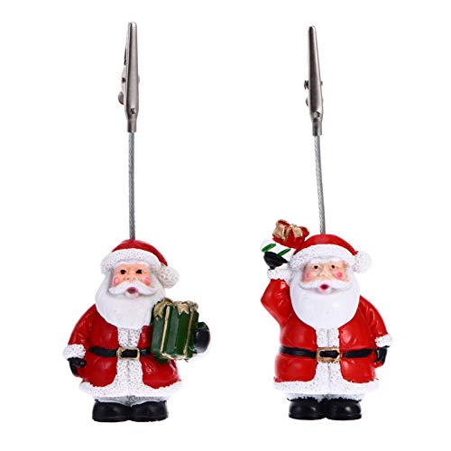 Amosfun 2 Stücke Weihnachtsmann Figur Tisch Fotohalter Weihnachten Tischdeko Metall Fotoständer Tischkartenhalter Kartenhalter Memohalter Zettelhalter Tischnummern Clip für Hochzeit Deko von Amosfun
