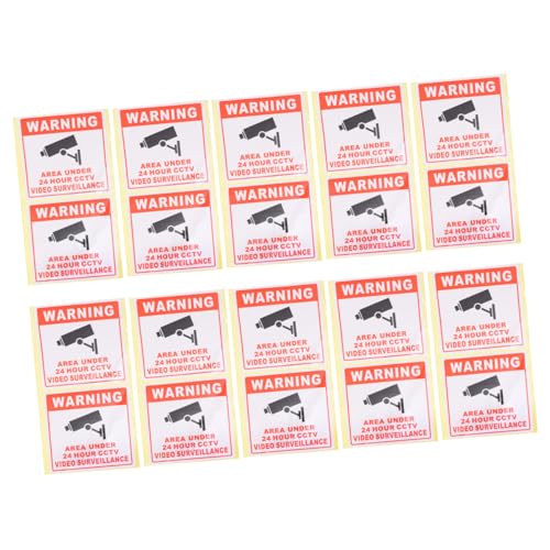 Amosfun 20 Stück Cctv Kamera Warnschild Sticker Selbstklebende Videoüberwachung Aufkleber für Schule Büro und Gebäude Leicht Ablösbar Rückstände von Amosfun
