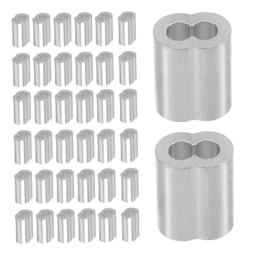 Amosfun 200 Stück Aluminium Kabel Crimpschlaufenhülsen Doppelrohr Design für Stahlseil Stabile Form Einfache Montage Langlebige Drahtseilpresshülsen für Kabelverbindungen von Amosfun