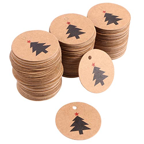 Amosfun 200Pcs Weihnachten Handwerk Papier Tags Hängen Etikett Weihnachtsbaum Ornament für Weihnachten Urlaub Party Geschenkbox Dekoration von Amosfun
