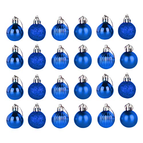 Amosfun 24 stücke 4 cm Weihnachtskugel Ornamente Kunststoff bruchsicher weihnachtsbaumkugeln Urlaub Party Dekoration (blau) von Amosfun