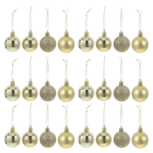 Amosfun stücke 4 cm Weihnachtskugel Ornamente Kunststoff bruchsicher weihnachtsbaumkugeln Urlaub Party Dekoration (golden) von Amosfun